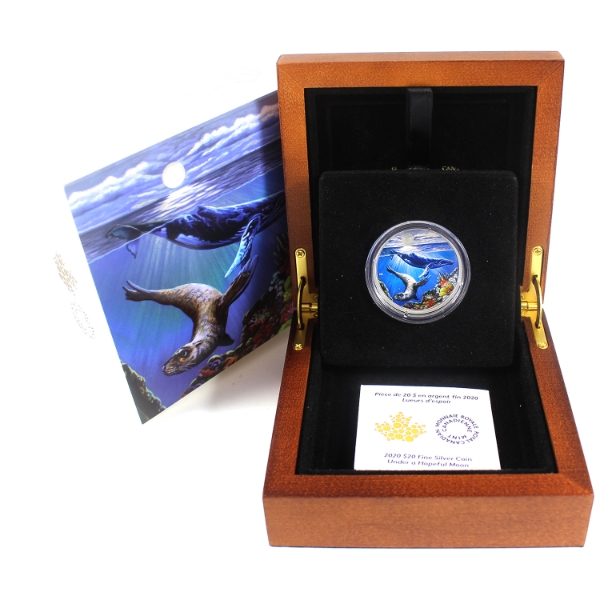 2020 $20 Under a Hopeful Moon 1oz .9999 Fine Silver w/ Scapolite Stone (Tax Exempt)