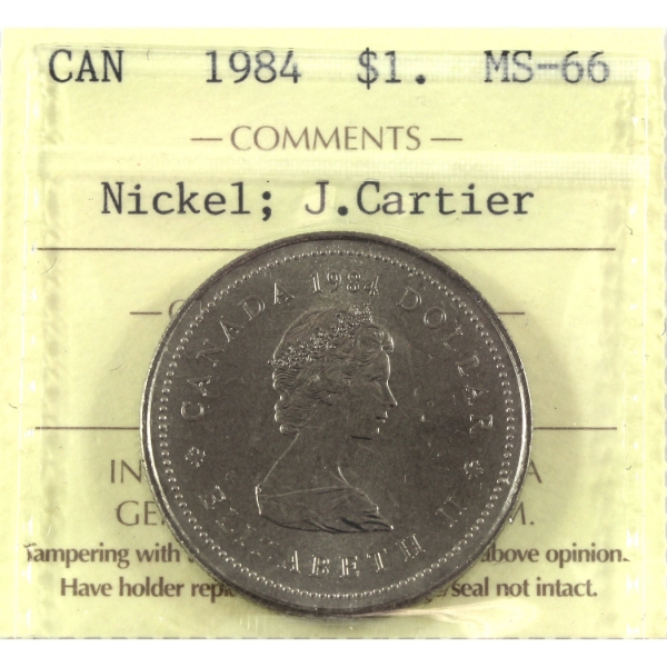 Nickel $1 1984 Jacques Cartier ICCS MS66