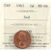 Image 1 : 1-cent 1963 ICCS MS66 Red