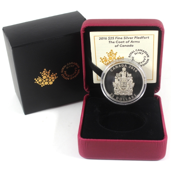 2016 $25 Piedfort - Canadian Coat of Arms 1oz .9999 Fine Silver (Tax Exempt)
