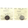 Image 1 : Newfoundland 10-cent 1873 Obverse 2 G6 & 1882H F12 (Cleaned) ICCS. 2pcs.