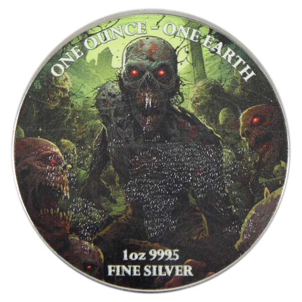 Fiji 2022 $1 One Ounce One Earth- Zombies 1oz .9995 Fine Silver Coin (Tax Exempt)