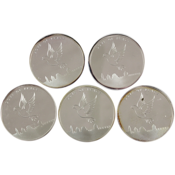5x 1oz The Holy Land Mint 2013 Dove of Peace .999 Fine Silver Rounds. 5pcs. (Tax Exempt)