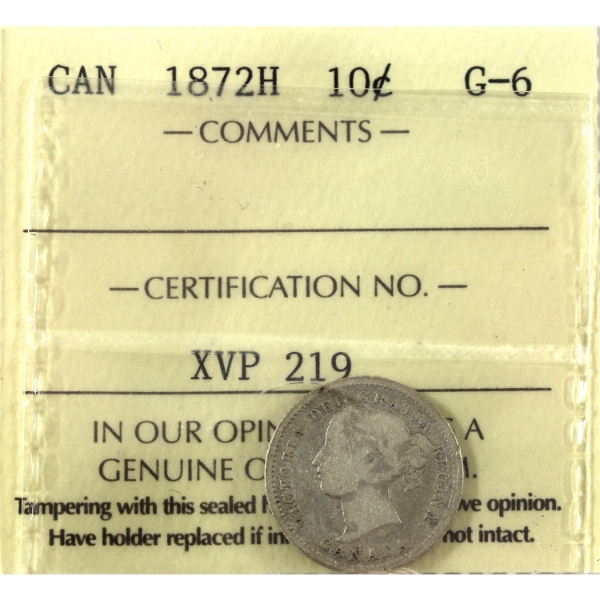 10-cent 1872H ICCS G6