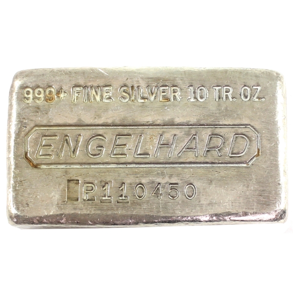 10oz Engelhard Vintage 10th Series in "P" Prefix Variation .999+ Silver Bar SN: P110450 (Tax Exempt)