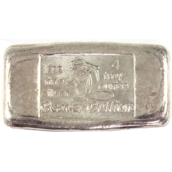 4oz Beaver Bullion .999 Fine Silver Bar (Tax Exempt)