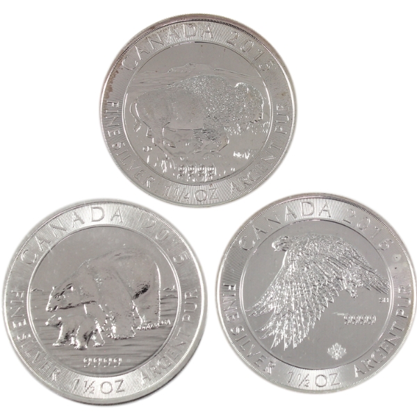 4.25oz Lot Total! 2015-2016 $8 Wildlife .9999 Fine Silver Coins. 3pcs (Tax Exempt)