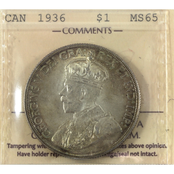 Silver $1 1936 ICCS MS65