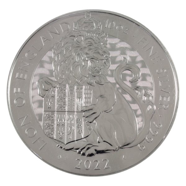 10oz Great Britain 2022 10 Pounds Lion of England .9999 Fine Silver Round (Tax Exempt)