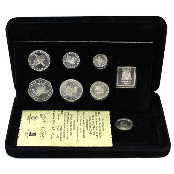 Isle of Man Pobjoy Mint 1978 Commemorative Sterling Silver 7-coin Collection 