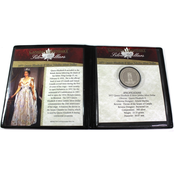 1977 Queen Elizabeth II Silver Jubilee Silver Dollar in First Commemorative Mint Holder