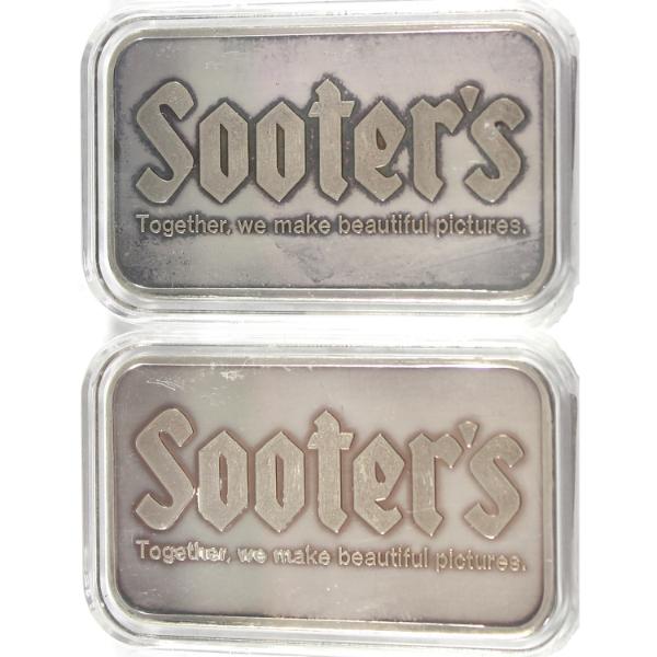 2x 1oz Johnson Matthey Vintage 'SOOTERS' .999 Silver Promotional Bars *Scarce!* 2pcs. (Tax Exempt)