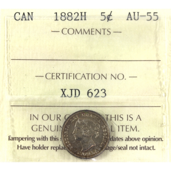 5-cent 1882H ICCS AU55