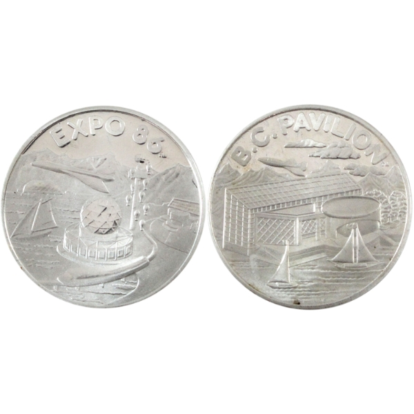 2x 1986 Vancouver Expo 86 World Exposition .999 Fine Silver Official Medallion (Tax Exempt)