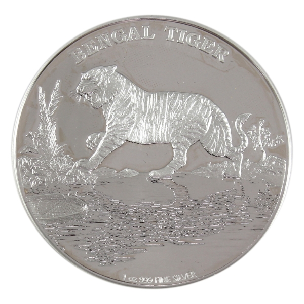 Niue Silver 2015 $2 Endangered Species: Bengal Tiger .999 Fine Silver Coin (Tax Exempt)