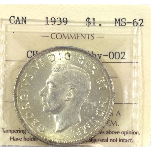 Silver $1 1939 Quad HP ICCS MS62