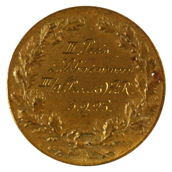 1925 III Trois Engraved Swimming Medal