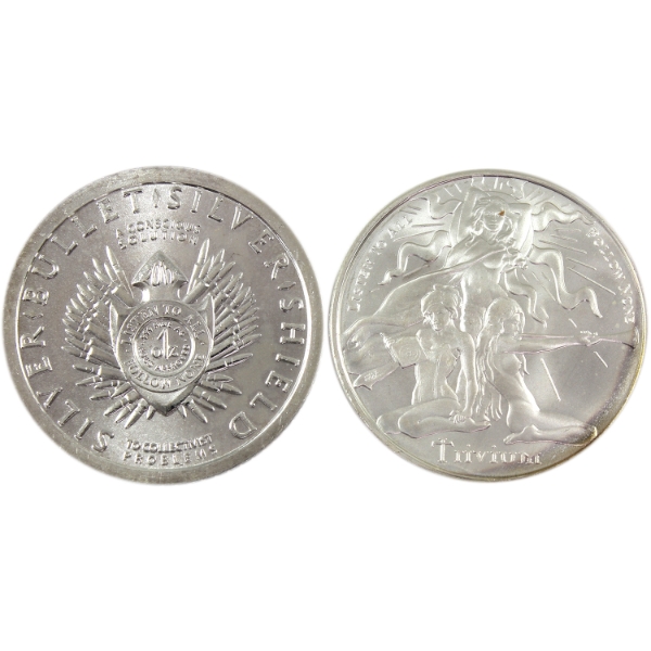 2x 1oz Silver Shield 2012 & 2018 Trivium .999 Fine silver Rounds. 2pcs. (Tax Exempt)