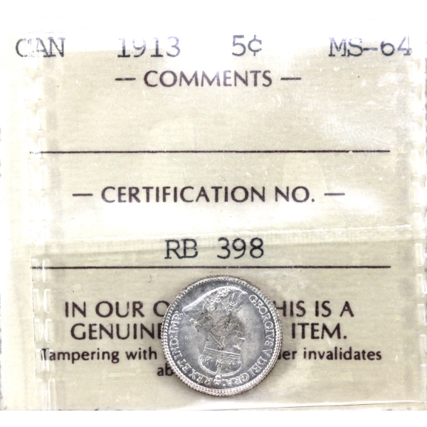 5-cent 1913 ICCS MS64