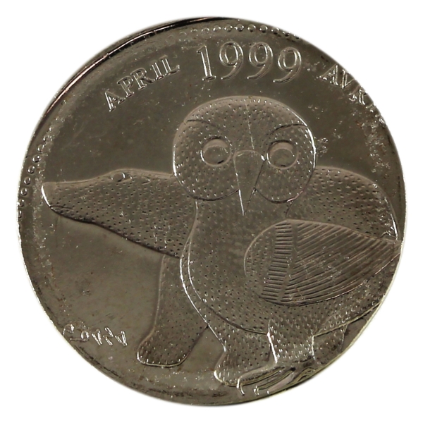 ERROR 25-cent 1999 April Struck on Foreign Planchet