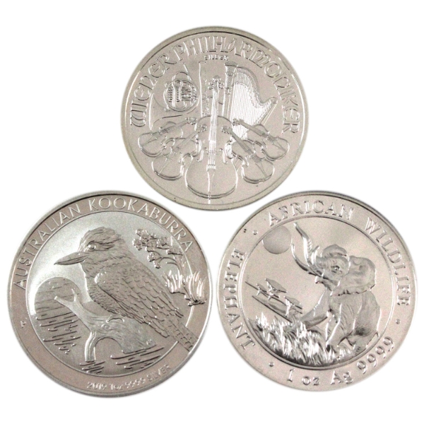 3x 1oz Somali Republic , Austria Republic & Australia Fine Silver Rounds. 3pcs. (Tax Exempt)