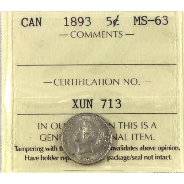 5-cent 1893 ICCS MS63