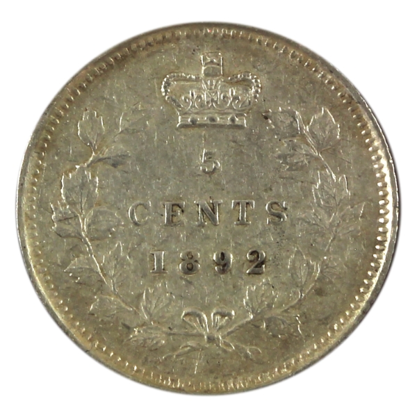 5-cent 1892 Obverse 2 EF