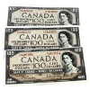 Image 1 : BC-43a & BC-43b 1954 $100 Average Condition Beattie-Coyne & Beattie-Raminsky. 3pcs.