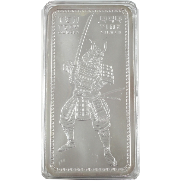 10oz Golden State Mint Samurai Warrior .999 Fine Silver Bar (Tax Exempt)