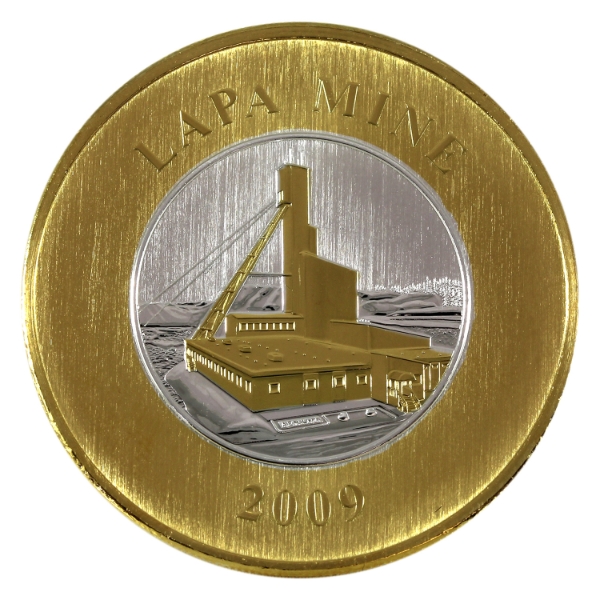1oz Agnico Eagle Mines Ltd 2009 Lapa Mine .9999 Silver Round w/ Gold Plating *Scarce!* (Tax Exempt)