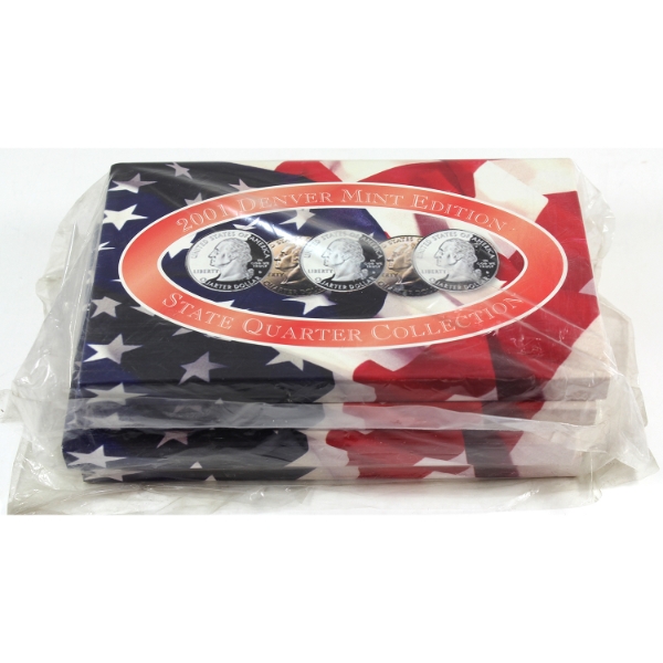 Group Lot of 4x USA 2001 P & D Mint Marks Gold & Platinum Edition State Quarters Collections. 4pcs.