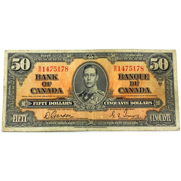 BC-26b 1937 $50 F Gordon-Towers SN: B/H1475178