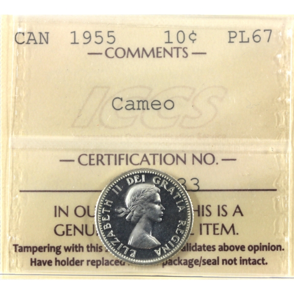 10-cent 1955 ICCS PL67 Cameo