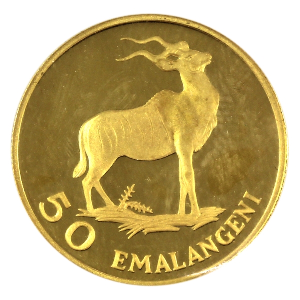 Swaziland (Eswatini) Gold 1975 50 Emalangeni 75th Birthday of King Sobhuza II Fine Gold Coin 