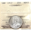 Image 1 : 25-cent 1912 ICCS MS63. Appealing near blast white finish!