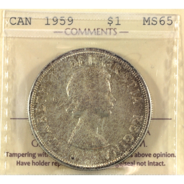 Silver $1 1959 ICCS MS65