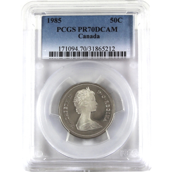 50-cent 1985 PCGS PR70 DCAM 