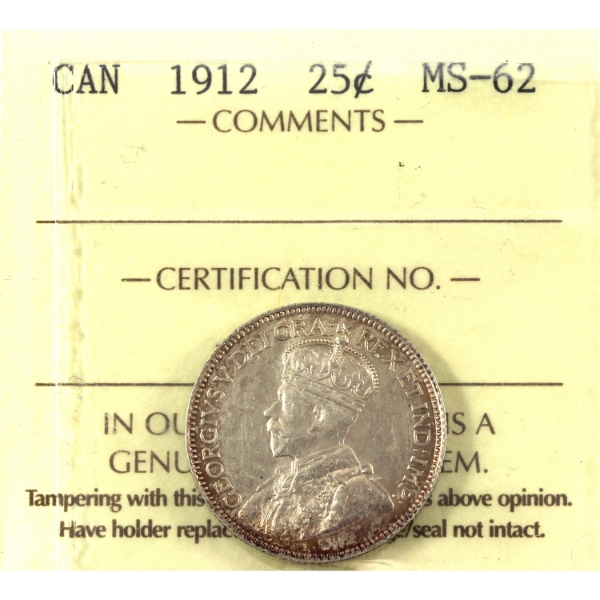 25-cent 1912 ICCS MS62