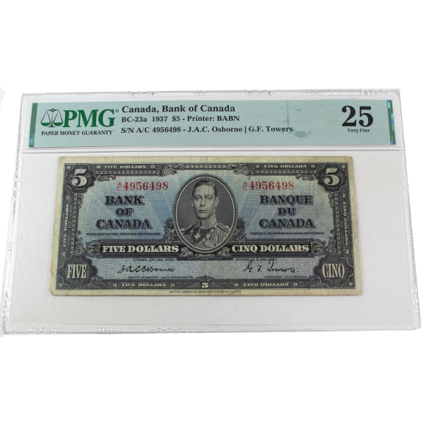 BC-23a 1937 $5 PMG VF25 Osborne-Towers SN: A/C4956498