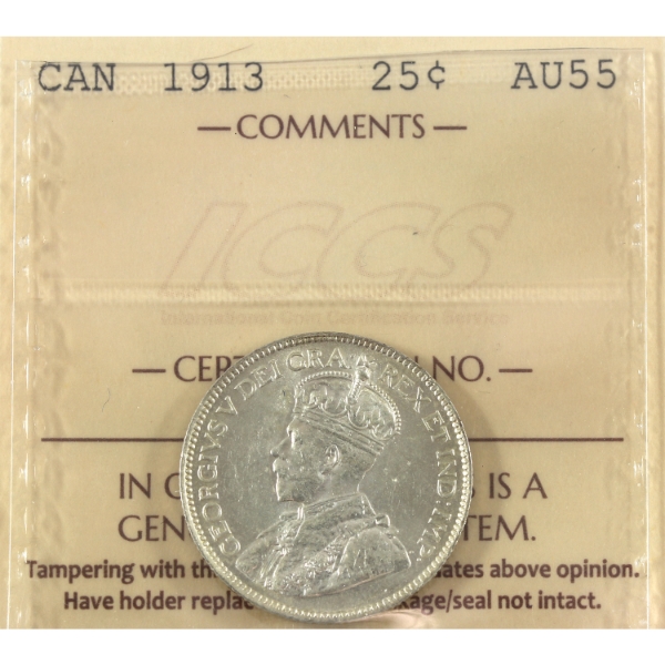 25-cent 1913 ICCS AU55