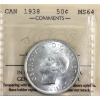 Image 1 : 50-cent 1938 ICCS MS64