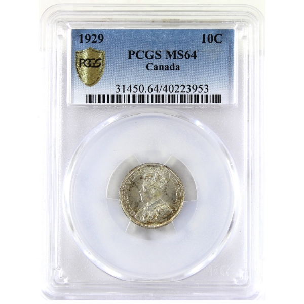 10-cent 1929 PCGS MS64