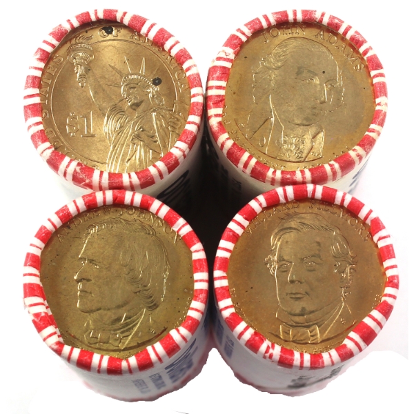 4x USA Presidential Dollar Original Wrapped Rolls of 25pcs. 4 Rolls.