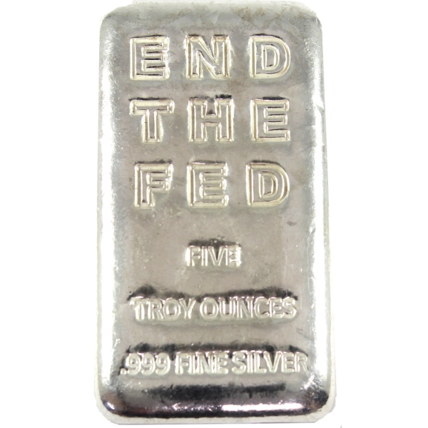 5oz Private Mint End the Fed .999 Fine Silver Bar (Tax Exempt)