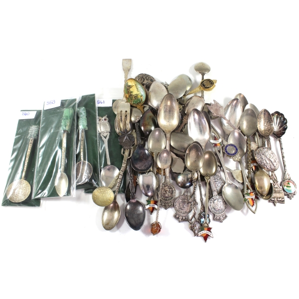 Bulk Collection of 54x Collectible Souvenir Spoons. 54pcs