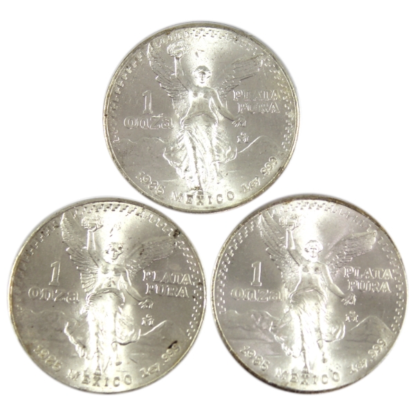 3x 1oz Mexico 1985 .999 Fine Silver Libertad. 3pcs (Tax Exempt)