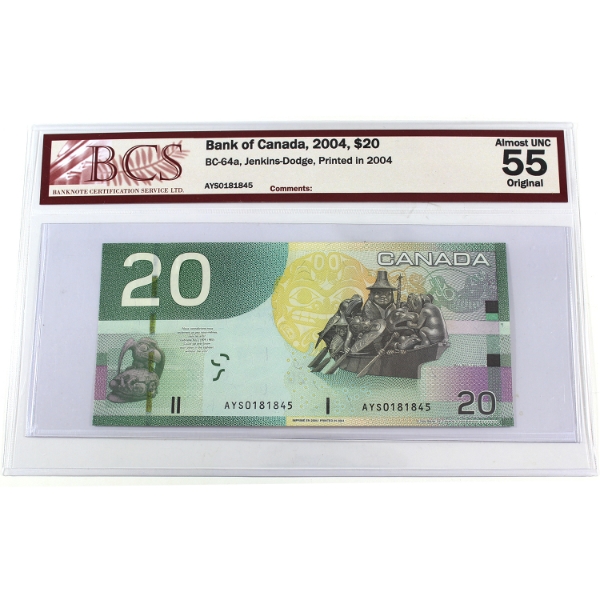 BC-64a 2004 $20 BCS AU55 Original Jenkins-Dodge Printed in 2004 SN:AYS0181845