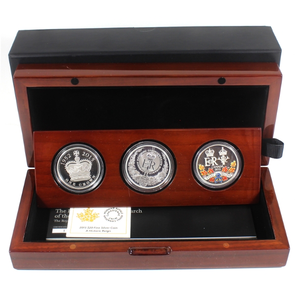 2015 Canada, Australia & Great Britain A Historic Reign Silver 3-coin Set 