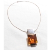 Image 1 : Lady's Vintage Sterling Silver Amber Statement Pendant on 17" Rope Chain.