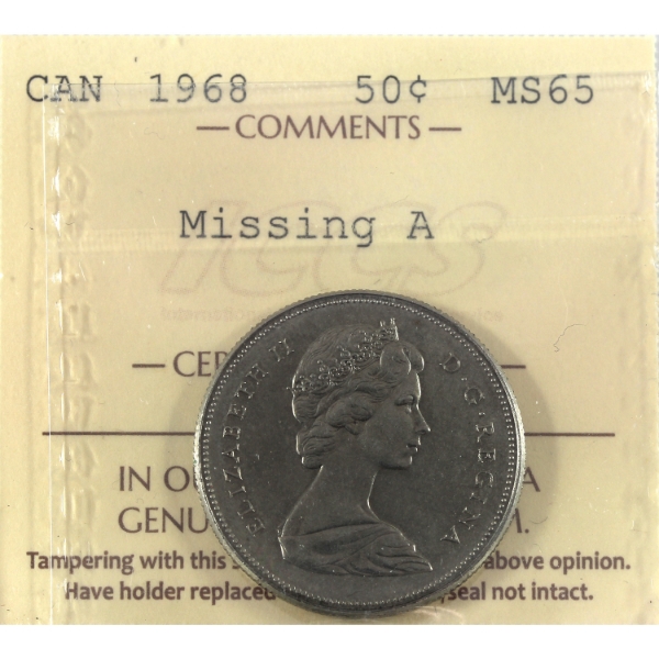 50-cent 1968 Missing A ICCS MS65